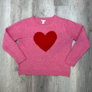 cupcakes & cashmere Pink Sweater with Red Heart women’s size XL